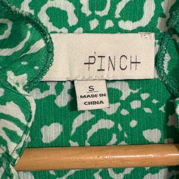 NWOT Pinch Paisley Green White Maxi Dress Flutter Sleeve Tie Waist - Picture 6 of 11